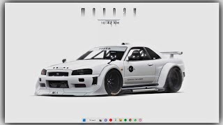 Skyline R34 Minimalism Wallpaper With Rainmeter Skin | Win CustoMize screenshot 3