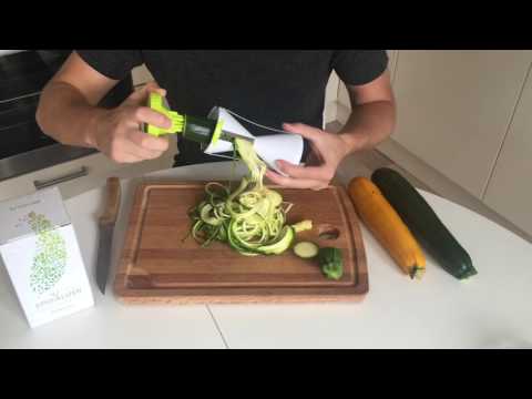Como usar enviHóme Spiralizer / Zoodle Maker - Breve Spiralized Zucchini Egg Receita.