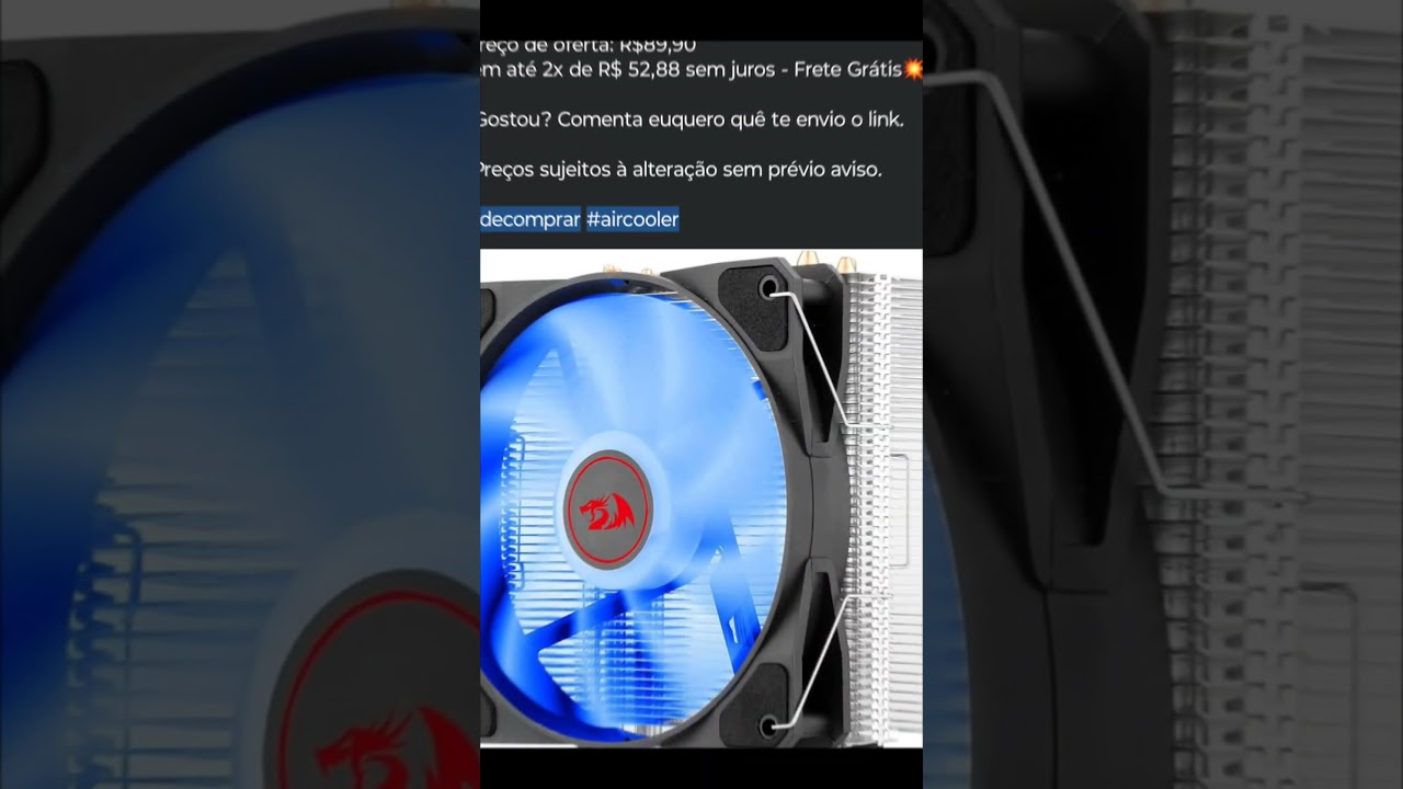 🇧🇷 Cooler Processador Redragon Tyr - 120mm, LED Azul, Intel + AMD💥