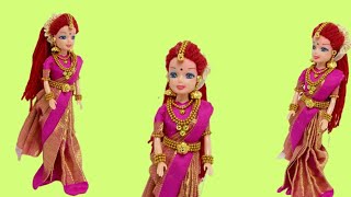 Bridal Barbie makeover|Saree Draping|pattu saree|Barbie in saree|Traditional Doll