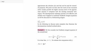 Lecture 6: The Adomian Decomposition Method(ADM) for Fredholm IE