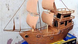 kerajinan tangan membuat kapal layar dari kardus bekas