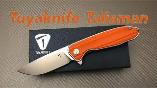 Tuyaknife Talisman G10 scales steel framelock flipper knife with AUS10 blade