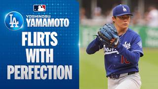 Yoshinobu Yamamoto strikes out seven in a DOMINANT start for the Dodgers! 😤 (7.2 perfect innings!)