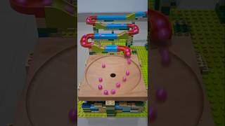 ビー玉転がし 💚 ボウル型の穴のレゴトラックでピンクのビー玉を転がす | Marble Run 💚 Pink Marbles On A Bowl Hole Lego Track #marblerun