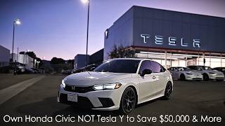 Honda Civic vs. Tesla Y - Saves Planets & $50,000 in 5 Years