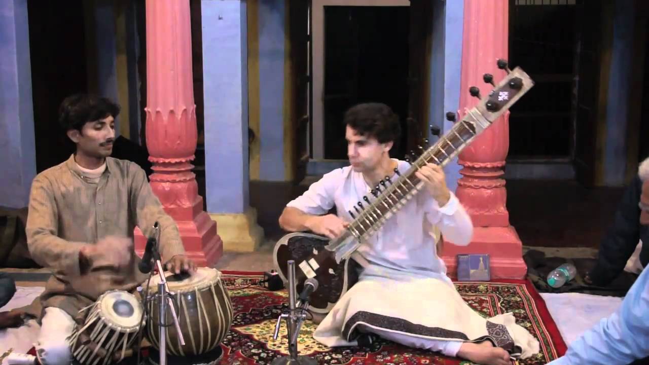 Paul Livingstone plays sitar in Varanasi on February 8, 2011