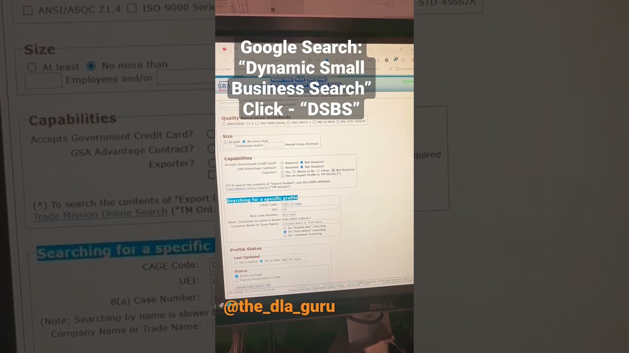 Government Contracting HACK - SBA “Dynamic Small Business Search” (DSBS)