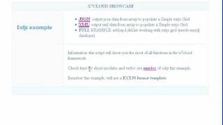 X7Cloud Framework working with EXTJS  - JSON & XML + docs example