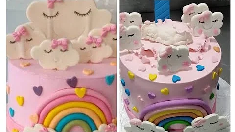 Rainbow 🌈 in the 3d clouds cake design