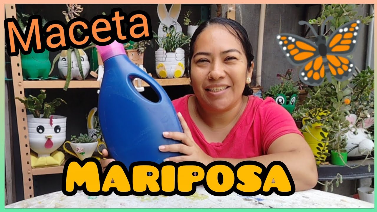 Como hacer una maceta reciclada con botes de suavizante MACETA MARIPOSA 🦋 