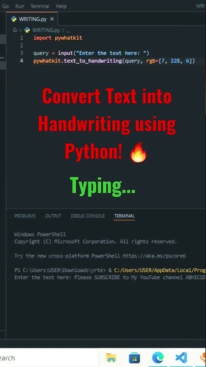 Convert Text into Handwriting using python very easily! Abhicoder # ...
