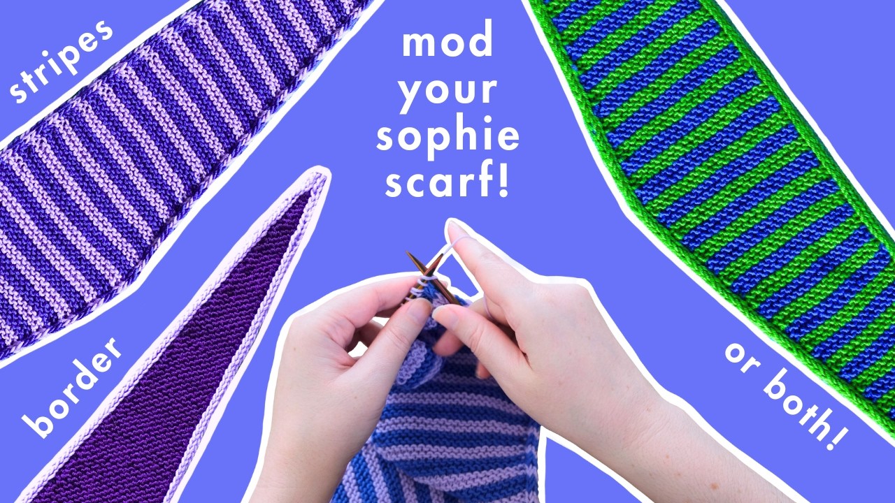 Придайте своему шарфу SOPHIE изюминку (как связать полоски, кайму или и то, и другое).