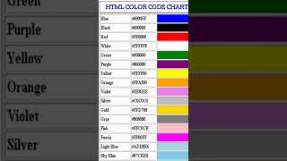 HTML COLOR CODE CHART #viral#trending#yu education