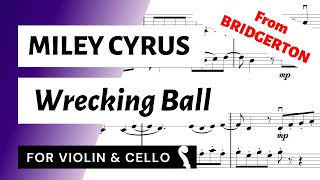 Wrecking Ball (Miley Cyrus, from BRIDGERTON) for Violin & Cello (String Duo) | SHEET MUSIC Resimi