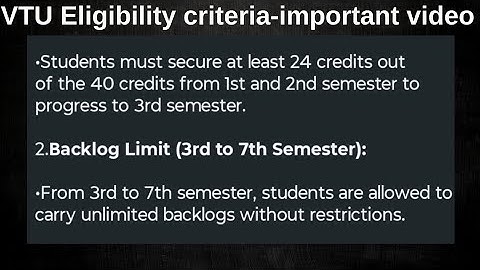 VTU Eligibility criteria important video for 2022 Scheme Students -VTU UNIVERSITY 