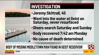 Body of missing Middletown man found in Geist Reservoir