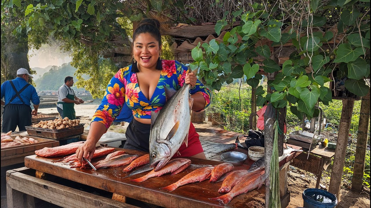 Rustic Fish Market Rustic Fish Cutting in a Beautiful Village Market Setting - YouTube