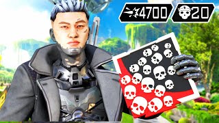 SOLO CRYPTO 20 KILLS & 4700 DAMAGE IN AMAZING GAME (Apex Legends Gameplay Season 16)