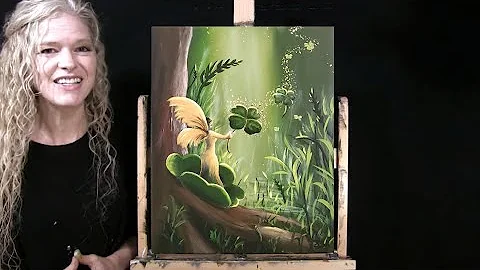 Learn How to Draw and Paint "FOUR-LEAF CLOVER FAIRY" with Acrylics- Paint & Sip at Home - Art Lesson