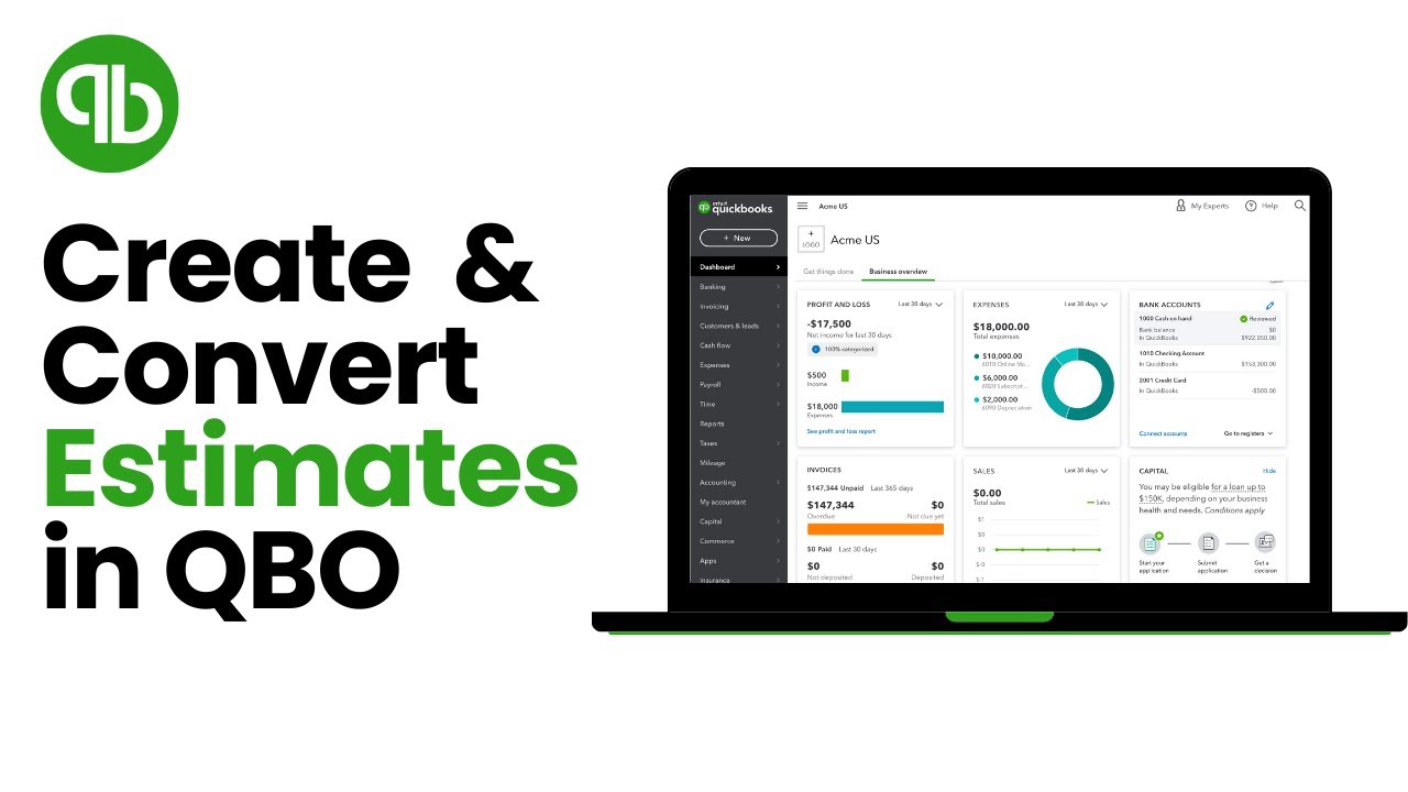 How to create an estimate & convert it to an invoice in QuickBooks ...