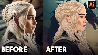 How to Make Portrait In 2 Hours | Drawing Emilia Clarke  | Vector Art