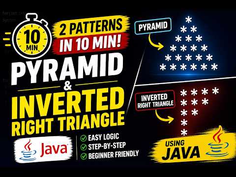 Java Star Patterns in 10 Minutes 🔥 Pyramid & Inverted Triangle (Easy Logic)