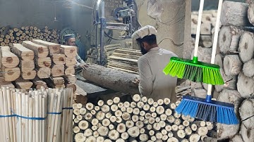 Floor Cleaning Brush Making || Manufacturing Process || wooden Handle Mass Production