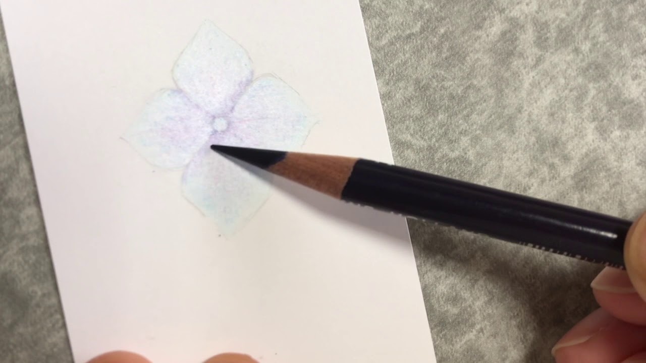 色鉛筆で紫陽花を描く Youtube