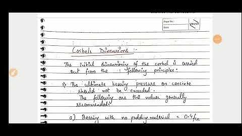 CORBEL DIMENSIONS AND ASSUMPTIONS
