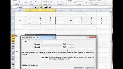 Multiplicación de matrices con Excel 01