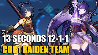 2.1 Abyss 12-1-1 in 13s With C0R1 Raiden Team