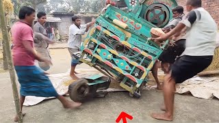 Front Wheel Snaps Without Warning! Rice Thresher Crashes During Manual Move 😱