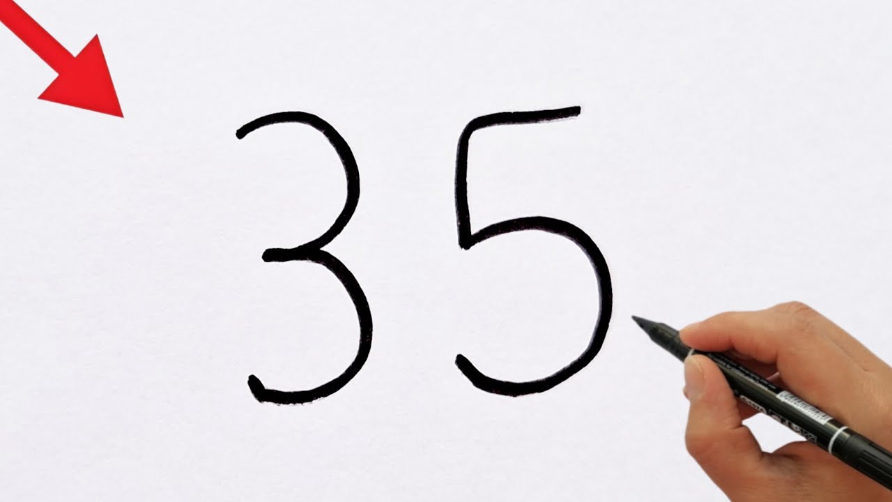 How to draw an elephant from number 35 | number drawing easy | simple ...