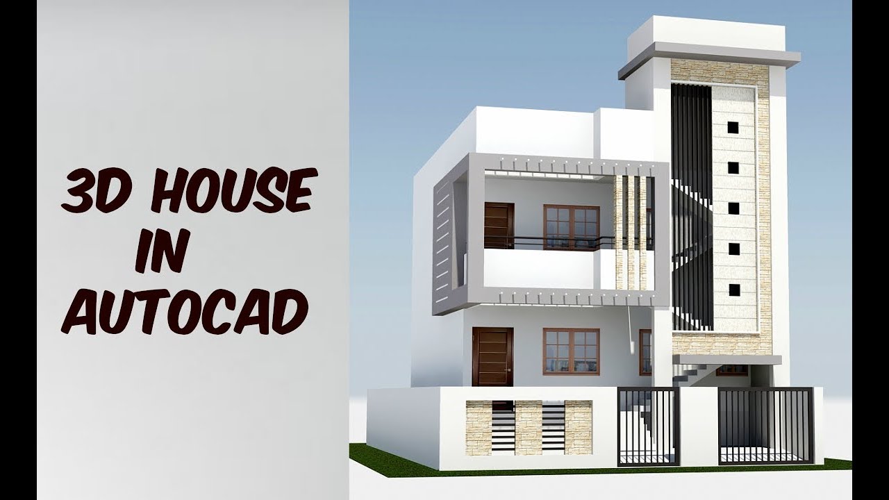 2 floor 3d  house  design in autocad YouTube