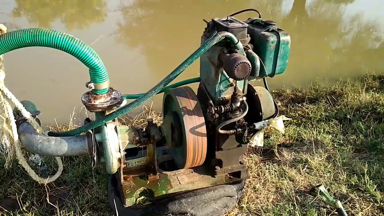 Wonderful 5 HP water pump Bharat engine to farm pond in India YouTube