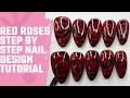 Red roses nail art tutorial. Step by step Valentine art. Testing blooming gel polishes.