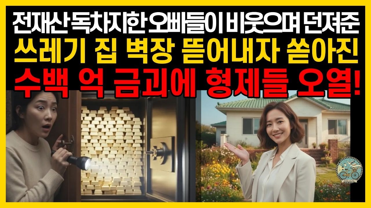 [반전사연] 전재산 독차지한 오빠들이 비웃으며 던져준 쓰레기 집 벽장 뜯어내자 쏟아진 수백 억 금괴에 형제들 오열! 시니어 오디오북 장편소설 감동사연