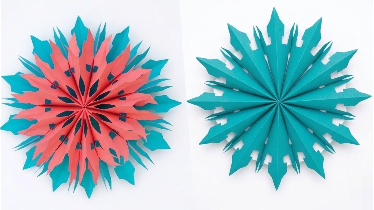 AMAZING DIY 3D HOME DECOR#snowflakes#wintercrafts#holidaycraft#paperflowerwallhanging #origami 