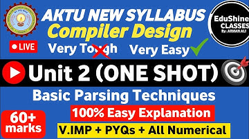 Compiler Design Unit 2 One Shot BCS602|Basic Parsing Techniques Unit 2 Compiler Design One shot AKTU