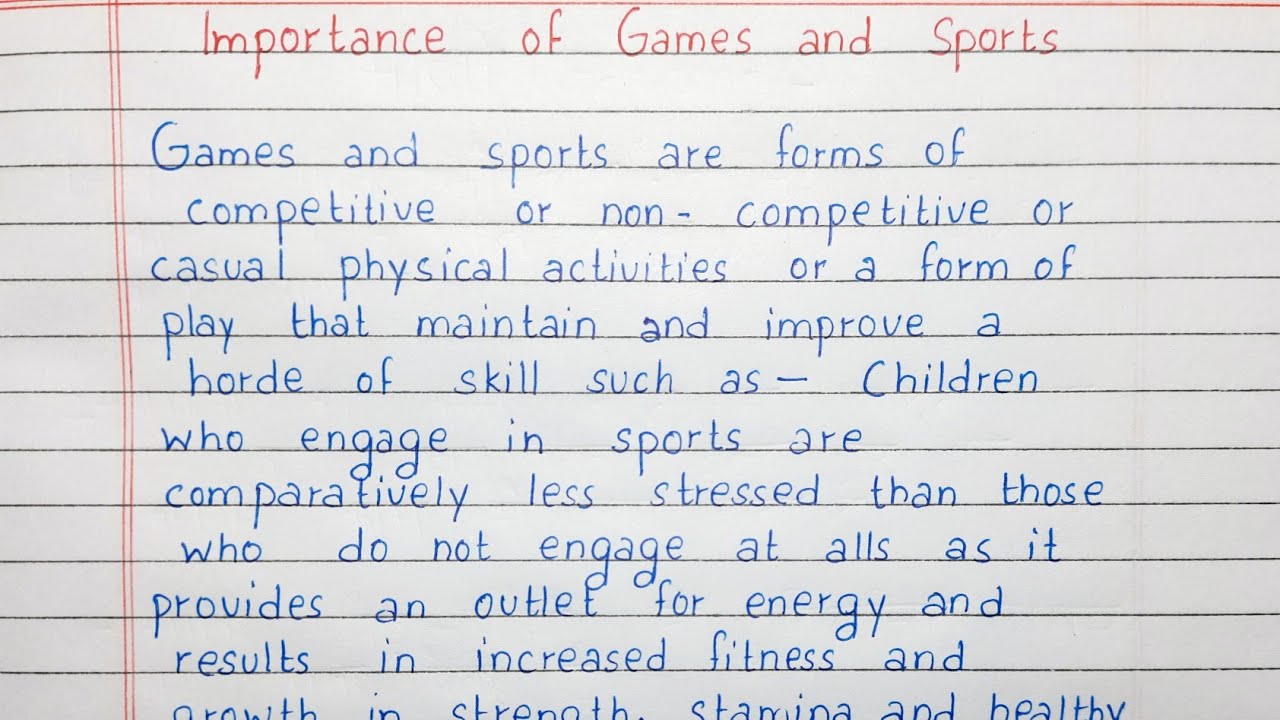 sports and games essay for 6th class