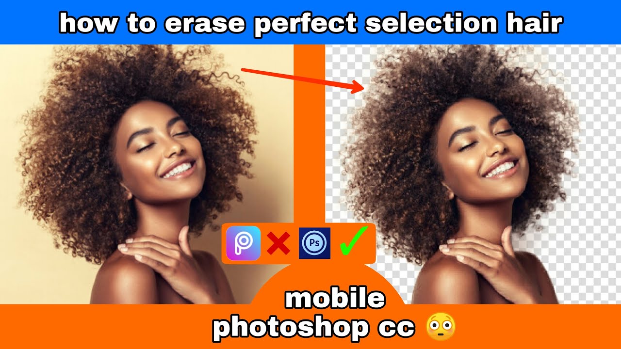 how to erase perfect selection hair in mobile photoshop // perfect background erase in Photoshop