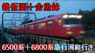 【鉄仮面＋金魚鉢】名鉄6500系＋6800系急行河和行き（2024年4月17日大江〜大同町間にて撮影）