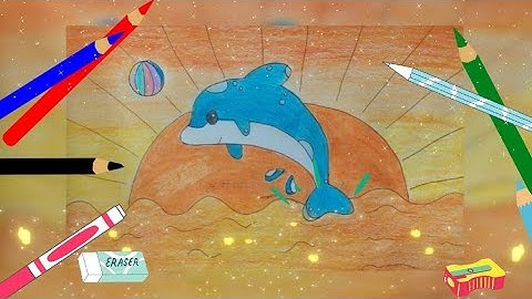 Cách vẽ và tô màu cá heo dễ thương| How to draw a dolphin| Dạy bé vẽ và tô màu