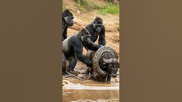 Brave Gorillas Rescue Buffalo from Giant Python | Real Wildlife Moments