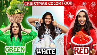 EATING ONLY ONE COLOR FOOD FOR 24 HOURS  !!! l Christmas Colour Food l Asha Vlogs