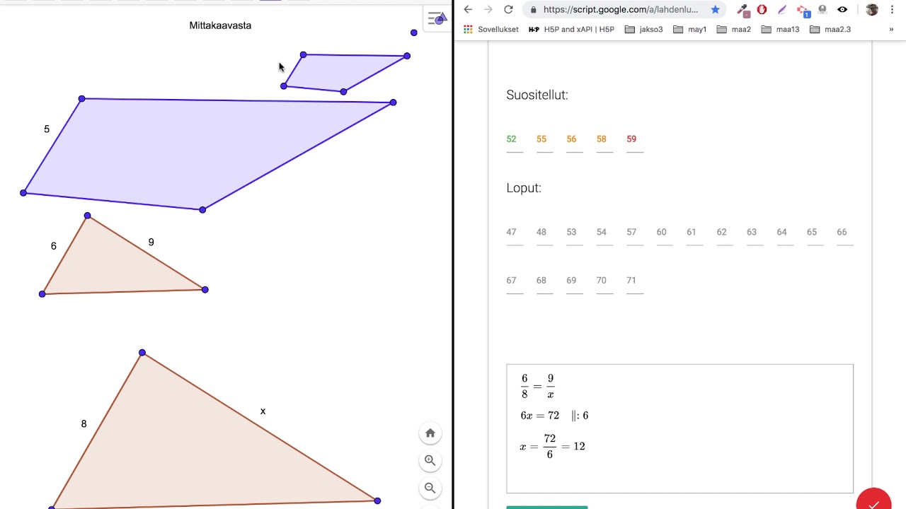 Yhdenmuotoisuus: pituuksien- ja pinta-alojen suhteista