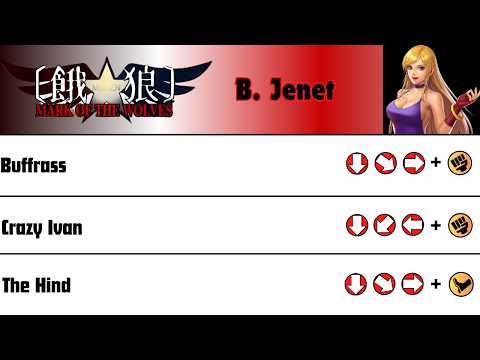 Garou: Mark of the Wolves - B. Jenet Move List