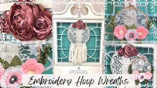 Doily and Lace Embroidery Hoop Wreaths • Fabric Flower Tutorials • Shabby Chic and Boho Style