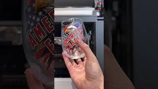 Patriotic Bald Eagle Beer Glasses Printing with MTuTech 360° rotary UV Printer